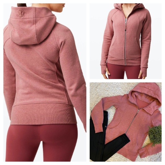 Lululemon Scuba Hoodie IV Sweatshirt Heathered Cherry Tint Pink Thumbholes Zip - Picture 1 of 10